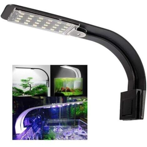 Lumiere Aquarium Lampe LED Eclairage Blanc et Bleu Nano à Clip pour Poisson Plantes 23-50 cm--