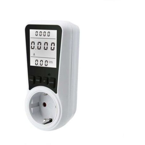 (Lumière blanche) Compteur d'énergie électrique à prise wattmètre, 7 modes de surveillance pour prise électrique avec écran LCD rétroéclairé, mesure de la consommation d'énergie et économie d'énergie,