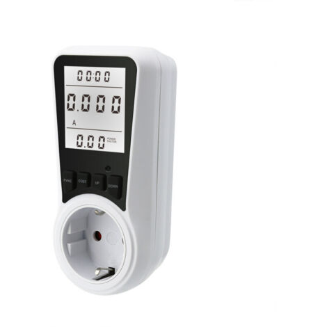(Lumière blanche) Compteur d'énergie électrique à prise wattmètre, 7 modes de surveillance pour prise électrique avec écran LCD rétroéclairé, mesure de la consommation d'énergie et économie d'énergie,