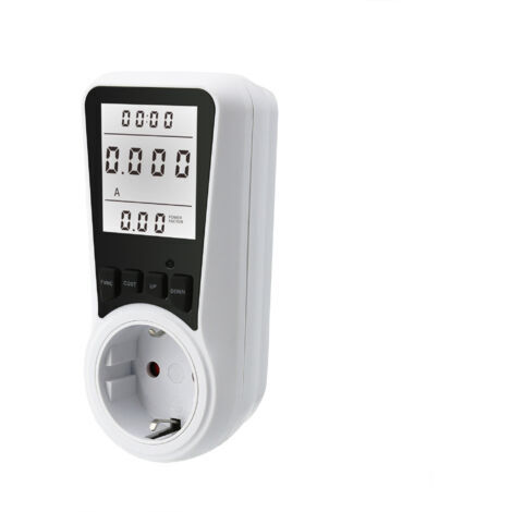 (Lumière blanche) Compteur d'énergie électrique à prise wattmètre, 7 modes de surveillance pour prise électrique avec écran LCD rétroéclairé, mesure de la consommation d'énergie et économie d'énergie,