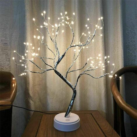 Lumière Bouleau Noël, 108 LED Lampe Bonsaï Arbre Bouleau éclairé USB ou Interrupteur Tactile à Piles Fil Cuivre Branche Arbre Lumières pour Décoration Intérieure Maison (Blanc Chaud)