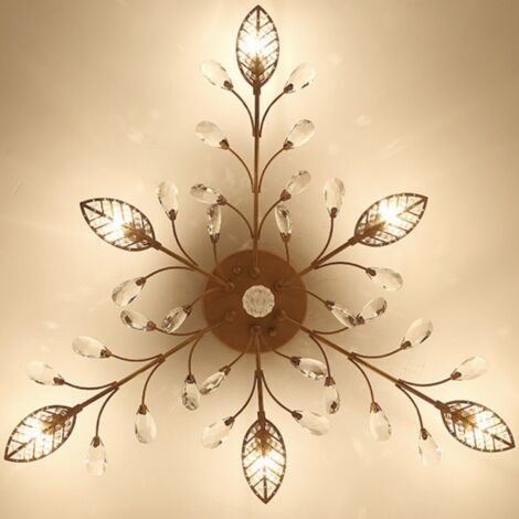 Lumière chaude cristal plafonnier, plafonnier de branche, salle à manger, salon, chambre à coucher plafonnier
