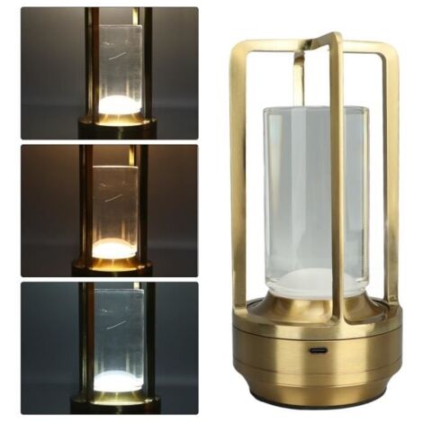 (Lumière chaude, lumière blanche, lumière naturelle)Lampe de table BEL-7696830300422 - 3 couleurs - Variateur tactile - Rechargeable USB