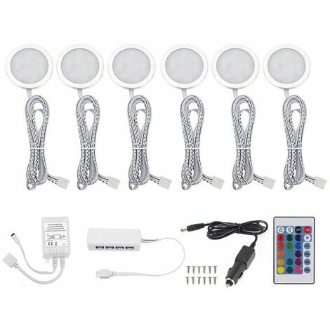 Lumière colorée RGB avec connecteur d'alimentation pour voiture télécommandée,6pcs - 6pcs