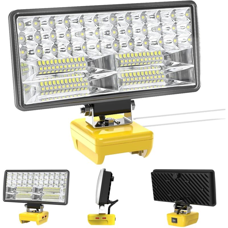 Lumière Compatible avec Les Batteries Dewalt 18V/20V,Lampe de Travail Led Sans Fil 38W 6000Lm Rechargeable Lampe de Poche avec Protection Basse