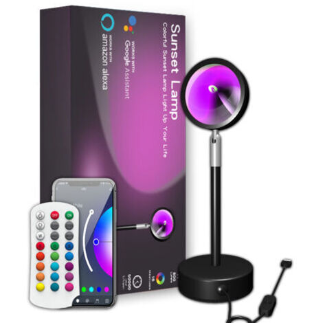 Lumière d'ambiance sur pied RGB avec télécommande APP, projection arc-en-ciel, lumière de coucher de , diffusion en direct, lumière de fond Lampadaire Bluetooth APP