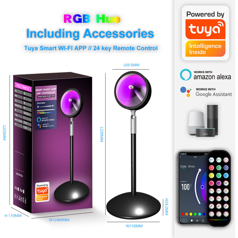 Tonchean - Lumière d'ambiance sur pied rgb avec télécommande app, projection arc-en-ciel, lumière de coucher de soleil, diffusion en direct, lumière