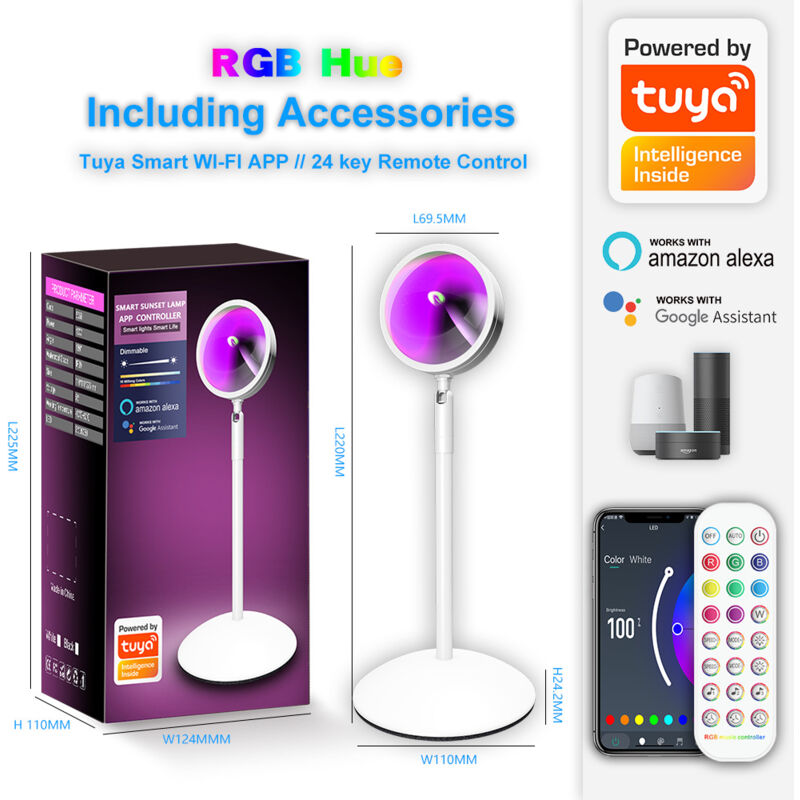 Tonchean - Lumière d'ambiance sur pied rgb avec télécommande app, projection arc-en-ciel, lumière de coucher de soleil, diffusion en direct, lumière