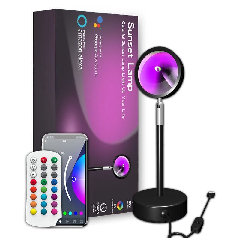 Tonchean - Lumière d'ambiance sur pied rgb avec télécommande app, projection arc-en-ciel, lumière de coucher de soleil, diffusion en direct, lumière