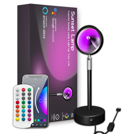 Lumière d'ambiance sur pied RGB avec télécommande APP, projection arc-en-ciel, lumière de coucher de soleil, diffusion en direct, lumière de fond Lampadaire Bluetooth APP