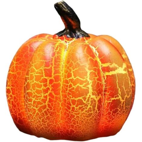 Lumière de citrouille en résine d'Halloween, lanterne de citrouille d'Halloween à LED, petite lumière de citrouille de simulation, lampe à piles à LED, décor de lanternes de citrouille plate(B),