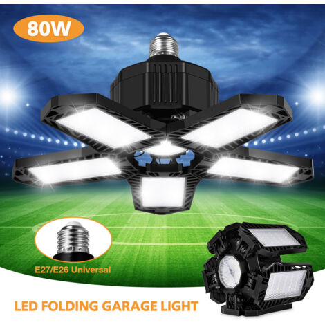 Lumière de Garage, lumière d'entrepôt à LED Noire d'intérieur légère déformable 120W, Pliante pour entrepôt de Garage