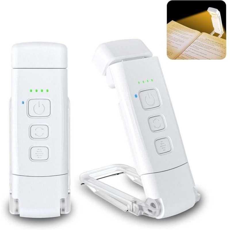 Lumière de lecture 中, 3 Modes de Couleur & 5 Niveaux de Luminosité Réglables, [Fonction Minuterie & Rechargeable via USB] Lampe à Pince pour Livres