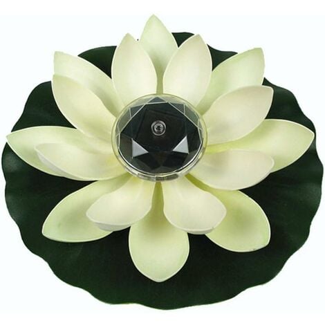 Lumière de Lotus, décoration de Bassin Flottant Solaire Fleur de Lotus LED changeant de Couleur de Fleurs Nuit Lampe de lumière pour Pool Party Garden House(Blanc)