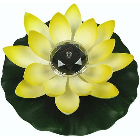 Lumière de Lotus, décoration de Bassin Flottant Solaire Fleur de Lotus LED changeant de Couleur de Fleurs Nuit Lampe de lumière pour Pool Party Garden House(jaune)