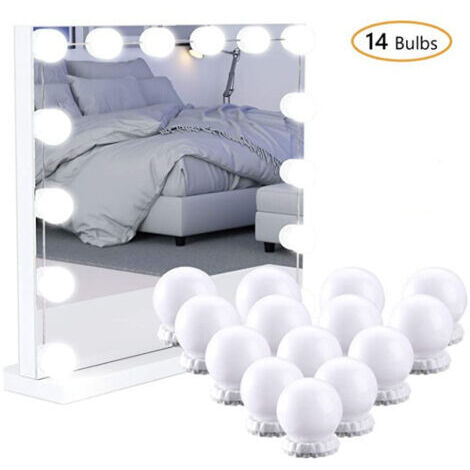 Lumière De Miroir Kit De 14 Ampoules Pour Coiffeuse Maquillage, Miroir Led Hollywood Dimmable, 3 Couleurs Et 10 Luminosité