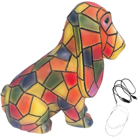 Lumière de nuit mignonne - lampe de chien - Lumière de bureau LED en résine