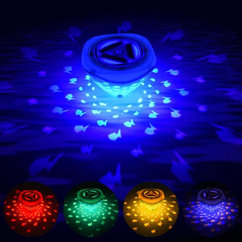 Lumière de Piscine de led, Lampe led Flottante étanches, Sous-Marine led Disco IP67 Avec 6 Modes de Couleurs Assorties, Sous-Marine Lampe led pour