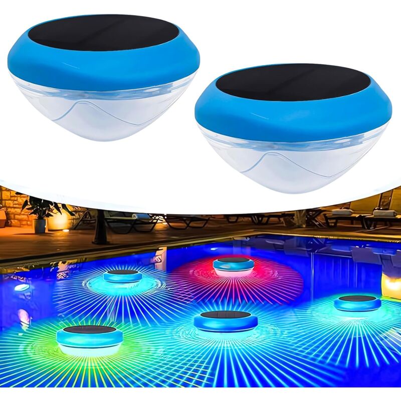 Lumière de piscine flottante – Lumière de piscine colorée intelligente à LED, lumière solaire extérieure IP44 pour piscines, bains à remous, jardins,