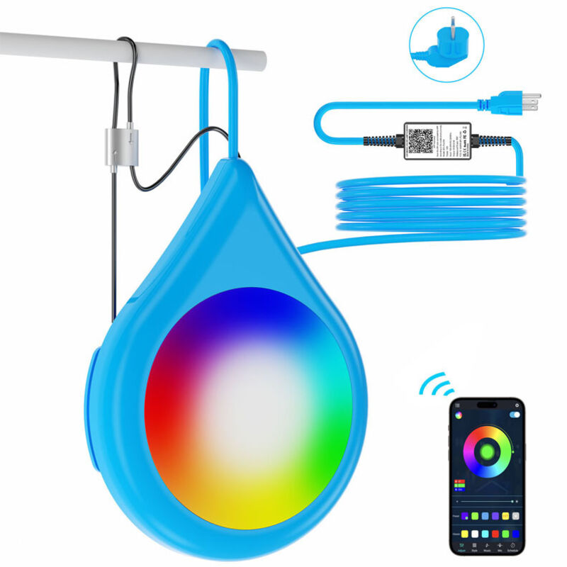 Lumière de piscine LED 15W IP68, étanche, lumière sous-marine avec changement de couleur pour piscines hors sol avec contrôle par application,