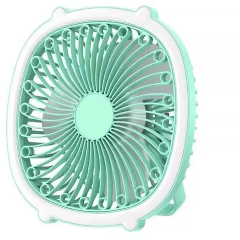 [Lumière et ombre fraîches] Mini ventilateur LED vert menthe portable et enfichable ▏Autonomie de la batterie silencieuse · Veilleuse d'ambiance · Été frais