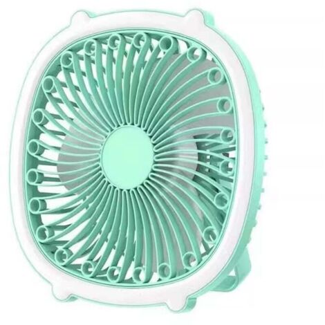 [Lumière et ombre fraîches] Mini ventilateur LED vert menthe portable et enfichable ▏Autonomie de la batterie silencieuse · Veilleuse d'ambiance · Été frais