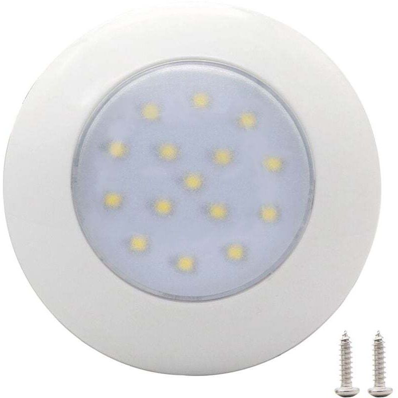 Lumiere Interieure De Voiture Ronde 15Led, Lumiere Interieure Impermeable De Lumiere Blanche 12V, 95Mm