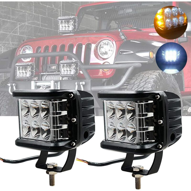 Lumière LED de tir latéral, éclairage stroboscopique Flash Cube Secours de Voiture 45W 12 pods Lampe Travail de feu de Brouillard tir latéral pour Le