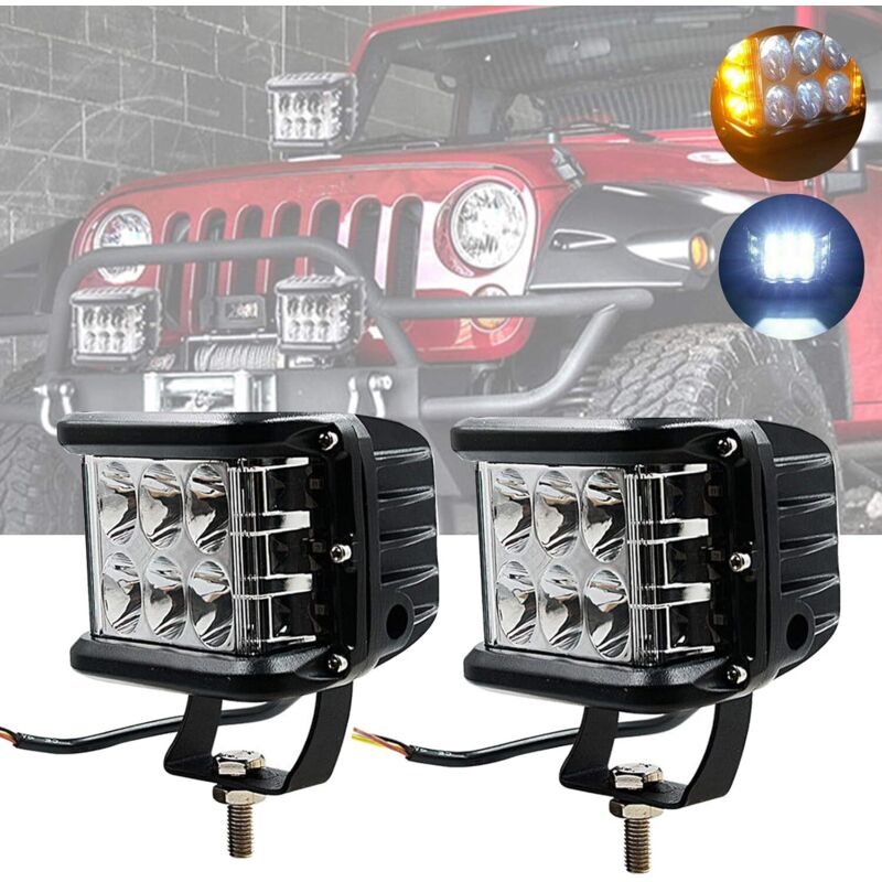 Lumière LED de tir latéral, éclairage stroboscopique Flash Cube Secours de Voiture 45W 12 pods Lampe Travail de feu de Brouillard tir latéral pour Le