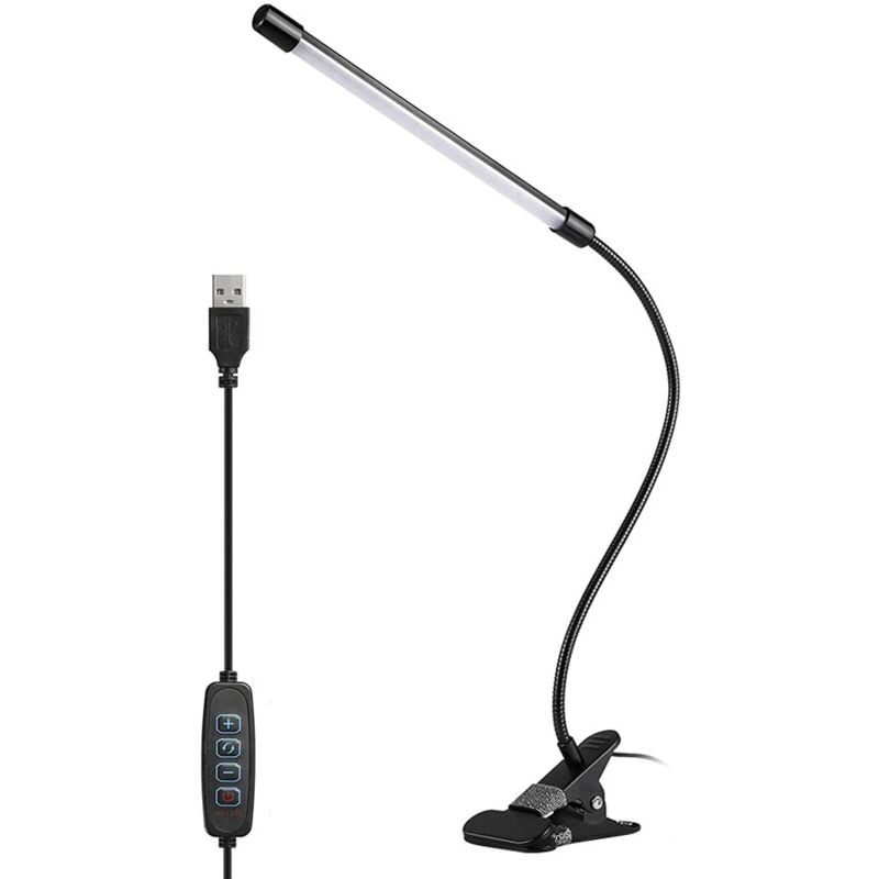 Jusch - Lumière led multifonctionnelle, 3 modes d'éclairage, 10 niveaux de luminosité, réglable à 360°, câble de 150 cm, usb, noir