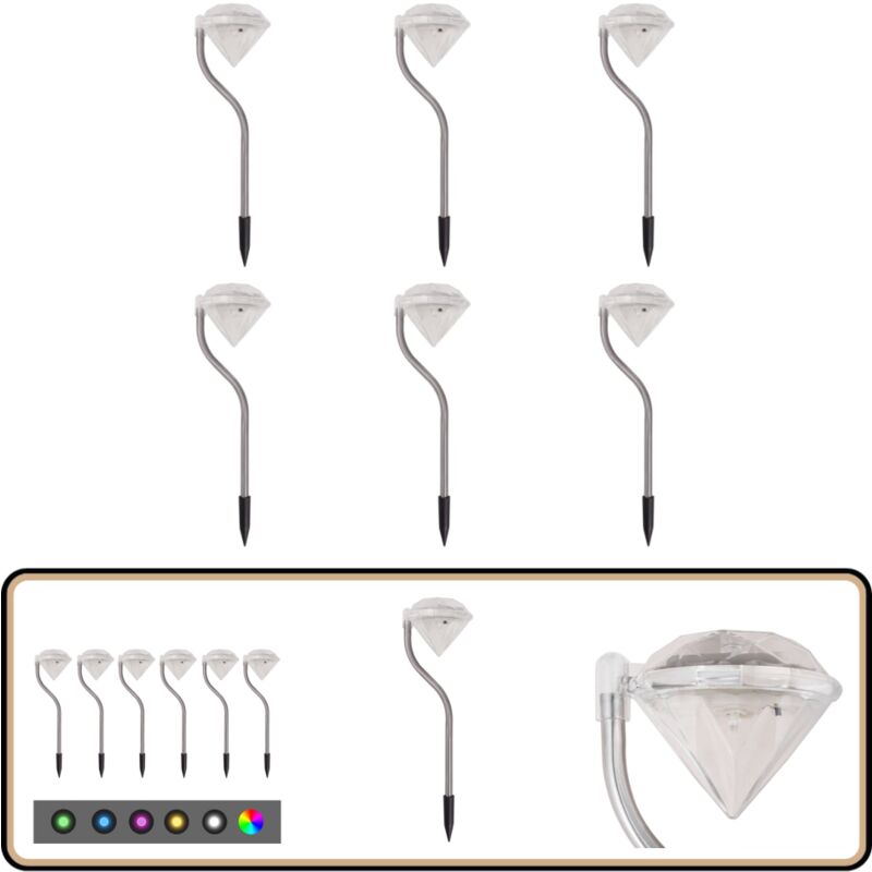 Lumière led solaire de jardin 6 pcs 9x7,8x29,5 cm - Éclairage Solaire - Lampe Solaire - Éclairage Extérieur - Décoration Jardin - Luminaire Extérieur