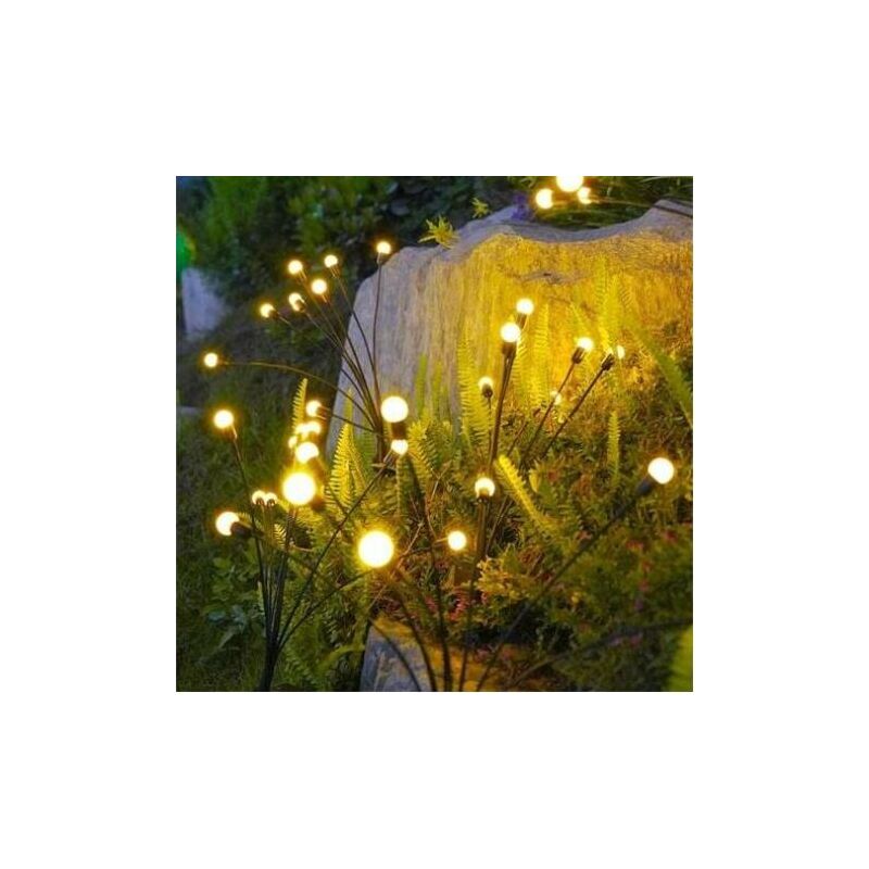Lumière led solaire en forme de luciole étanche décoration de jardin extérieur lumière de paysage décorative, lumière de couleur chaude, 6 lumières