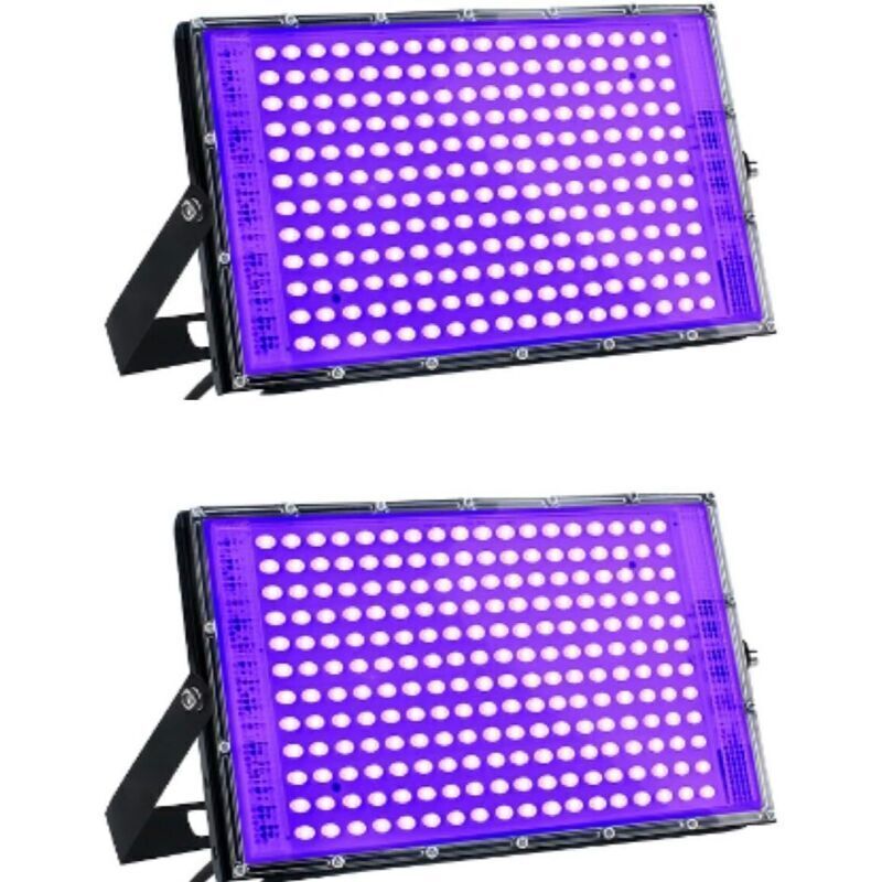 Lumière Noire LED 100W, lot de 2 Projecteur lumière noire UV, étanche IP65, Projecteur UV LED pour fête lumineuse, Affiche fluorescente, Disco, Bar,