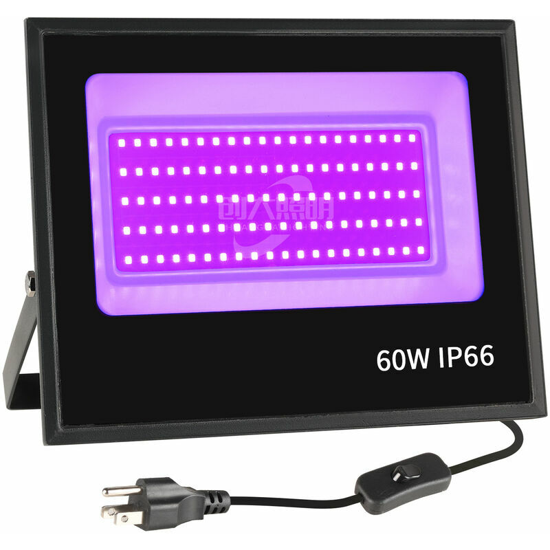 Lumière noire LED 60 W, projecteur UV extérieur, lumière LED violette étanche IP66, éclairage à effet de fête, DJ Disco, fête, peinture au néon,