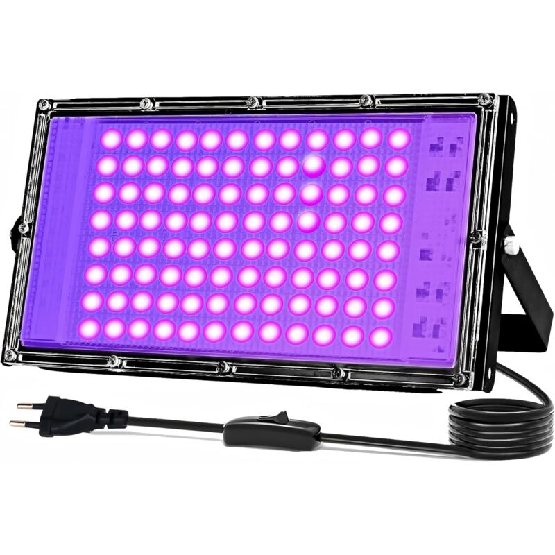 Lumiere Noire UV 100W, 395-400nm Lumière Noire LED IP66 Etanche Projecteur Led UV Extérieur lampe Ultraviolet, Fête, Peinture Corporelle, Maquillage
