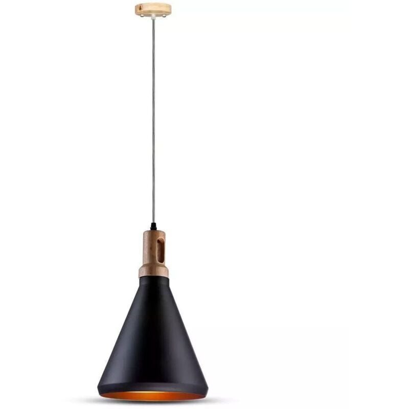 V-tac - Suspension intérieur scandinave Noire Bois et Métal E27