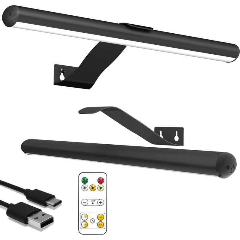 Lumière pour tableaux rechargeable, lumière murale d'art avec télécommande sans fil, lumière au-dessus des tableaux dimmable avec Timmer Portrait