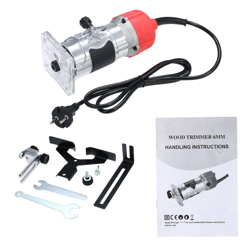 Défonceuse électrique compacte 220 V 800 W, 30 000 tr/min, avec guide de bord transparent, pour bois stratifié, défonceuse à main filaire, pour le