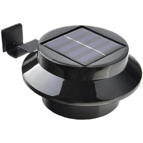 Lumière solaire de clôture de gouttière pour jardin de clôture extérieur, lumière blanche positive, noir