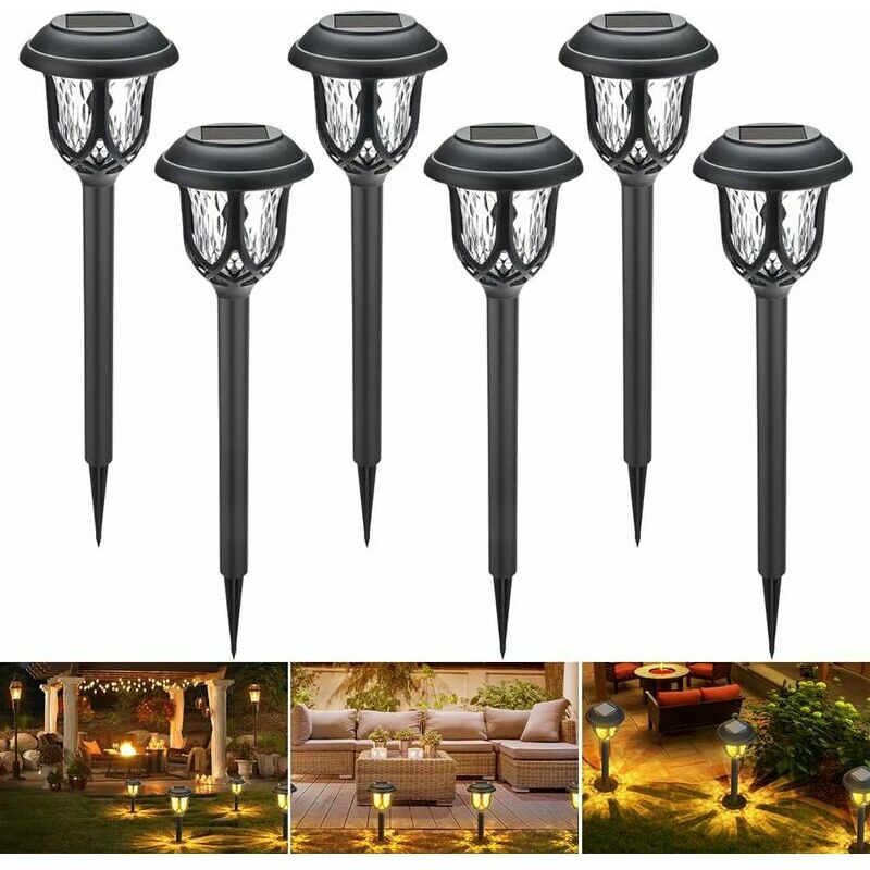 Lumière solaire de jardin à LED lumières solaires doubles étanches, lumières solaires extérieures marche/arrêt automatique (paquet de 6)