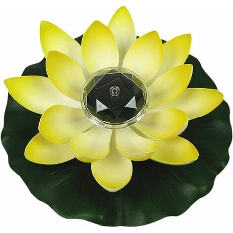 Lumière Solaire de Lotus Flottante Fleur de Lotus Solaire Lampe Solaire LED 28*8cm Versailles jaune