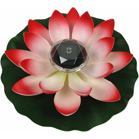 Lumière Solaire de Lotus Flottante Fleur de Lotus Solaire Lampe Solaire LED 28*8cm Versailles rouge