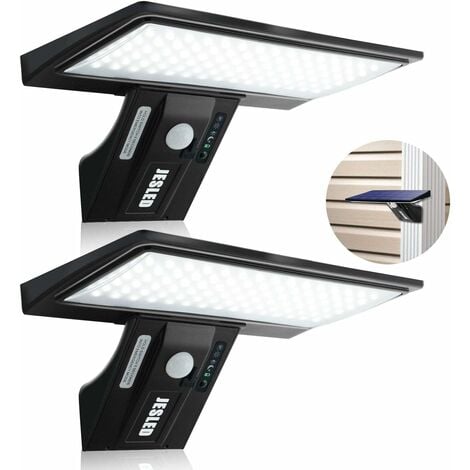 GOTRAYS Lumière solaire d'extérieur, [2pack] 90 LED 2600mAh détecteur de mouvement, lampe murale de jardin sans fil étanche (batterie remplaçable)