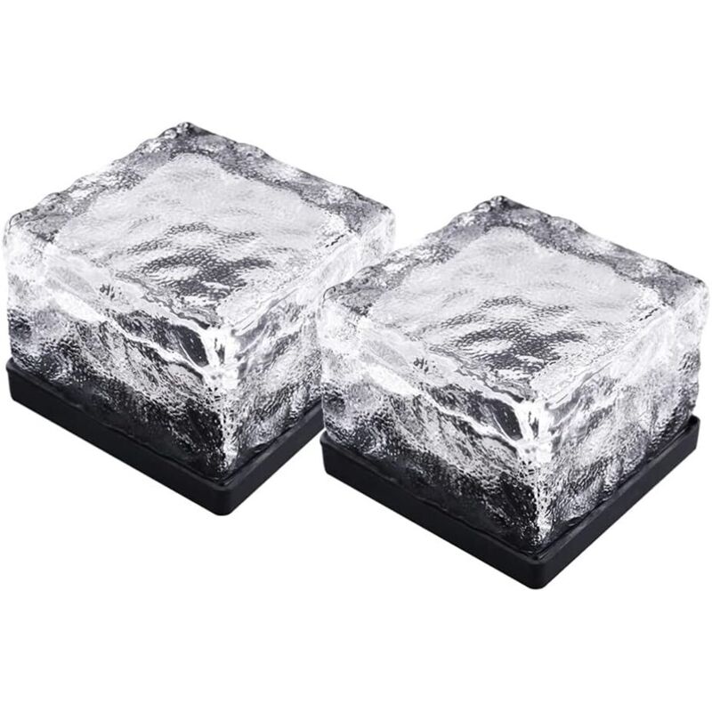 Lumière solaire enterrée, lumière solaire étanche en brique de verre, lumière solaire enterrée pour jardin (2 pièces, lumière blanche)