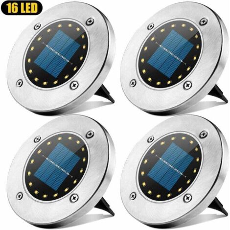 Lumière Solaire Extérieur, 16 LED Spot Lampe Solaire Jardin Etanche IP65 Pelouse Lumière Decorative pour Chemin Jardin Terrace Cour Pelouse White-4 Pieces