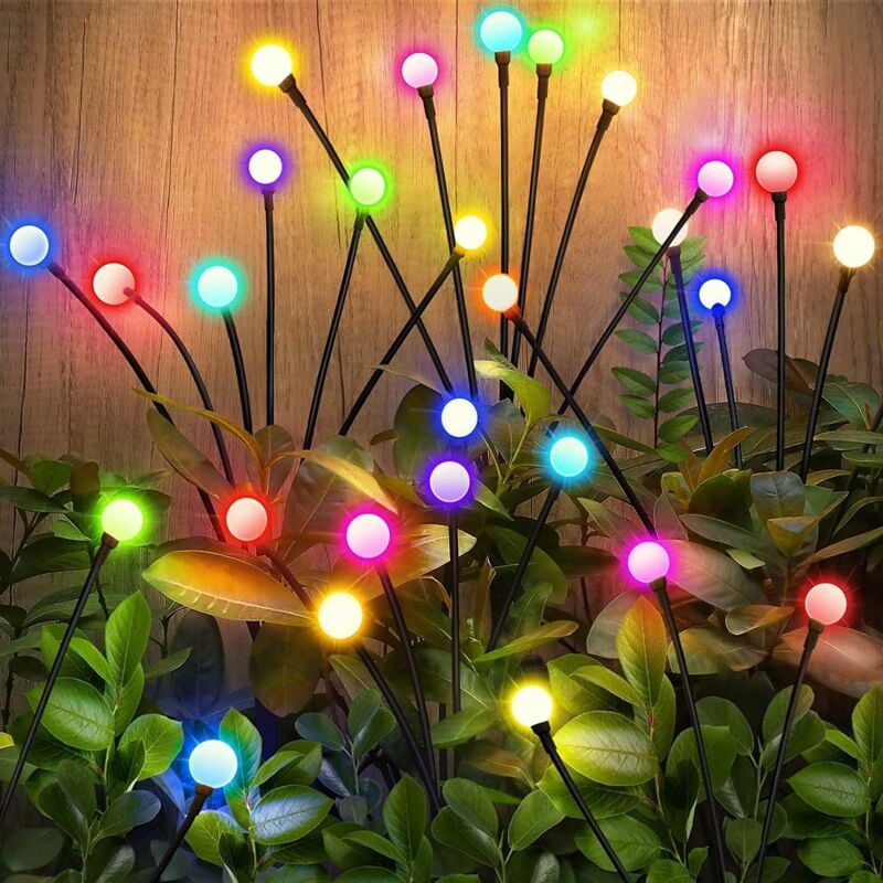 Beijiyi - Lumiere Solaire Exterieur, 4 en 1 Lucioles Solaire Jardin, led Lampe Solaire de Jardin avec Télécommande, 8 Modèle Lumière, Minuterie