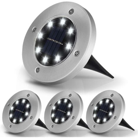 KZQ Lumière Solaire Extérieur 8 LED Lumière Solaire Jardin 3000K Blanc Chaud Etanche IP65, Spot Exterieur LED Encastrable, pour Extérieur, Jardin, Terrasse, Pelouse, Cour