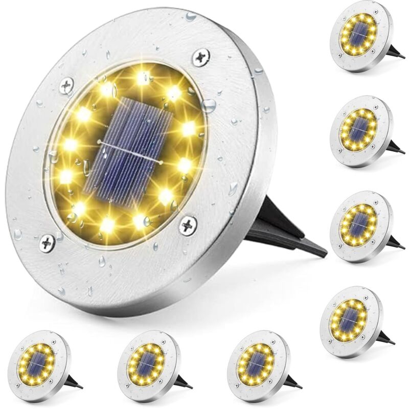 Lumière Solaire Extérieur, 8 Pièces 12LEDs Lumière Au Sol Solaire, Lumière Decorative IP65 Imperméable Lumières Solaires de Voie Parfait pour Jardin,