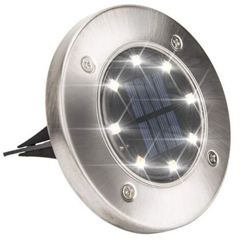 Lumière Solaire Extérieur, 8LED Luminaire Jardin Au Sol Eclairage 6000K Etanche IP65 Lampe Solaire Spot Encastrable Pour Chemin Terrasse Cour Souterraine [Classe énergétique A+++]