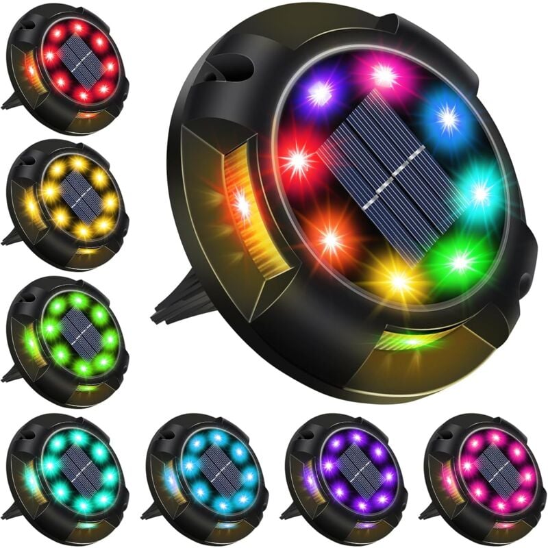 Lumiere Solaire Exterieur Jardin 8pcs,12 LED éclairage Exterieur Solaire,Etanche IP65 Eclairage Solaire Exterieur Encastrable sol pour